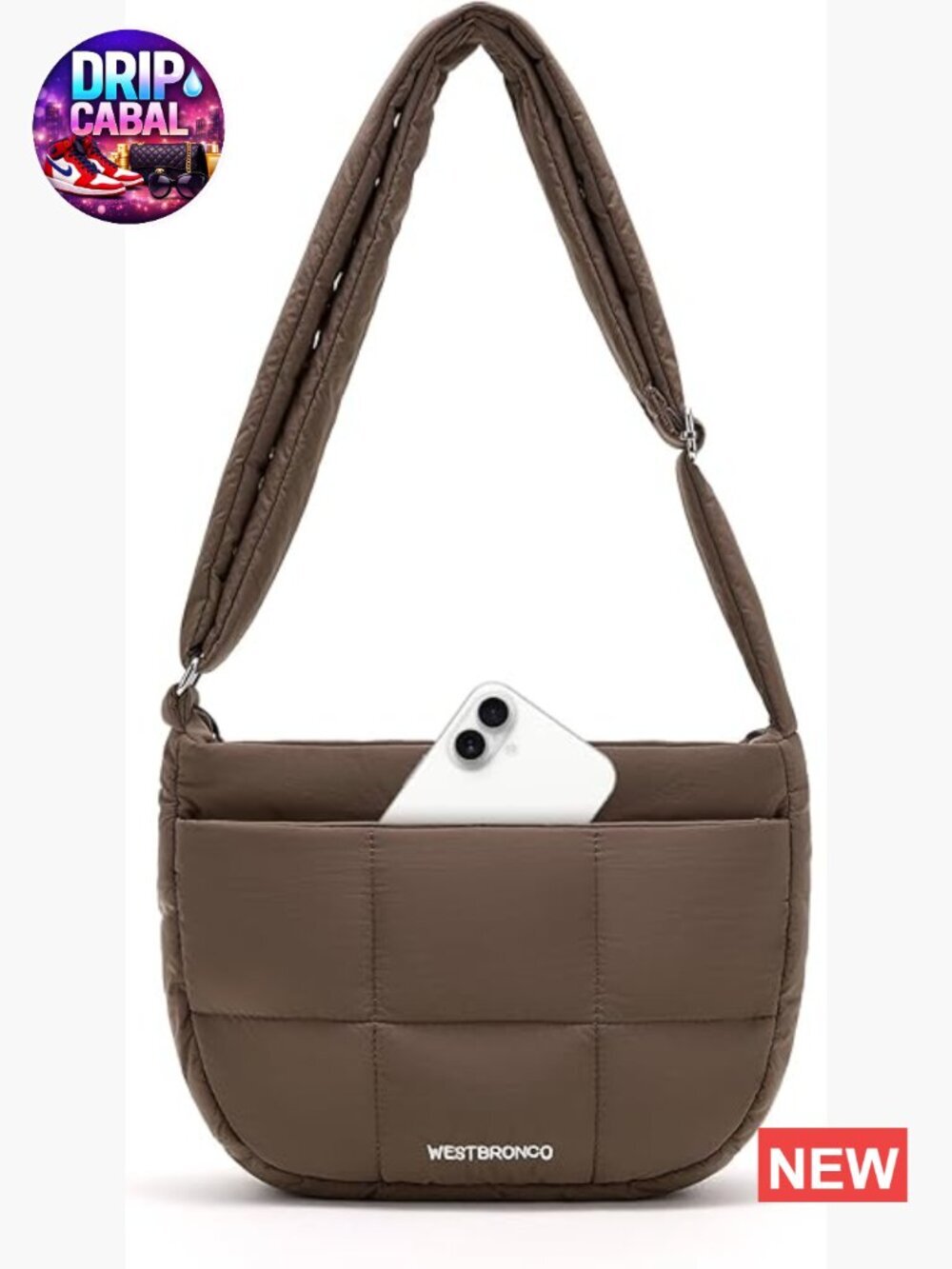 Puffer Crossbody Bag Nylon Quilted Shoulder Bag with Adjustable Strap